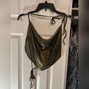 Metallic Bronze Halter Top Size M